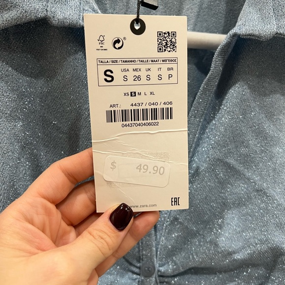 NWT ZARA OPEN DETAIL RUCHED TOP BLUE SIZE XS 4437/040/406 - Picture 9 of 9